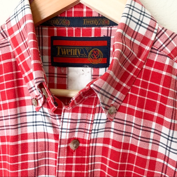 Vintage Twenty X Plaid Button Up Shirt | short sleeves, collared, front pocket - Picture 4 of 8